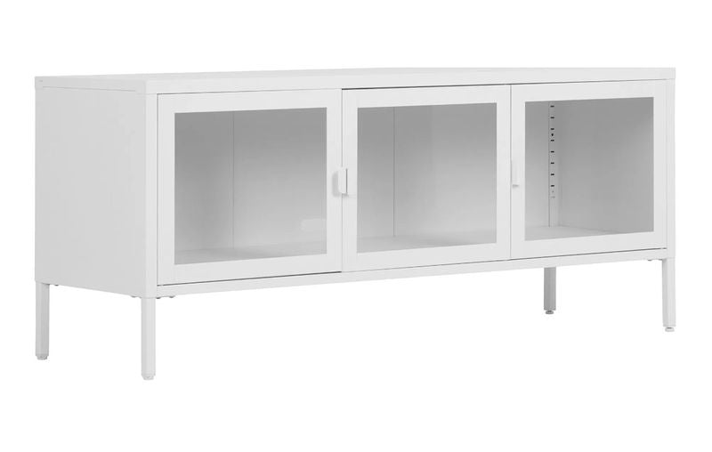 TV-Lowboard Vitrine BANE weiß Metall B 130 cm