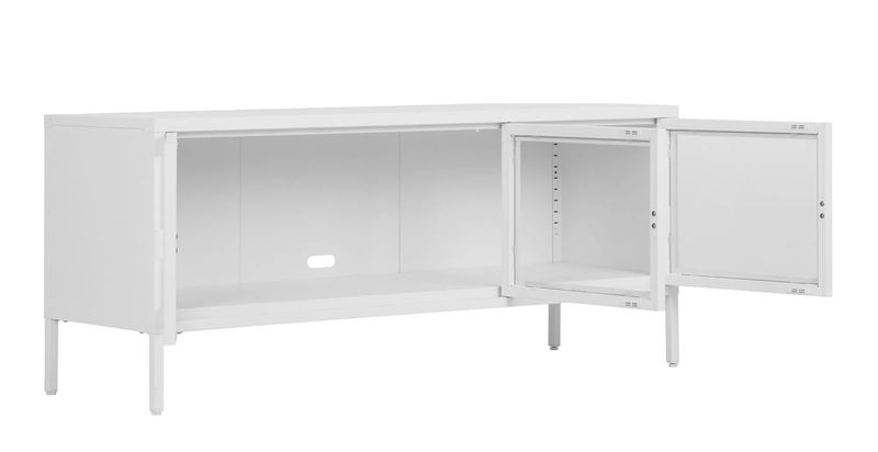 TV-Lowboard Vitrine BANE weiß Metall B 130 cm