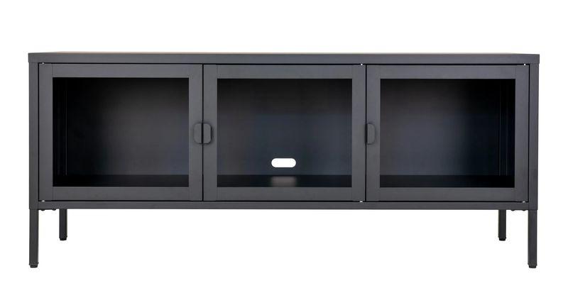SINA, TV-Vitrine-Lowboard Metall mit Glastüren, Anrichte