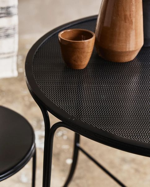 VIO, Gartentisch schwarz rund Metall Landhausstil