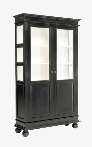 Matz Möbel Landhaus Vitrine NINA Holz schwarz weiß