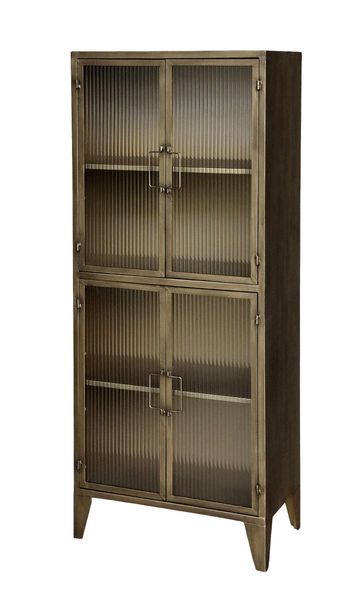 LUCI, Metall Vitrine antik Messing 4 Türen