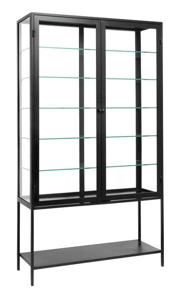 JETTE, hochbeinige Metall Vitrine mit Regal H 198 cm