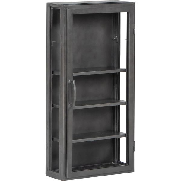 ELI, Wandvitrine H 80 cm Metall silber-grau Industriedesign