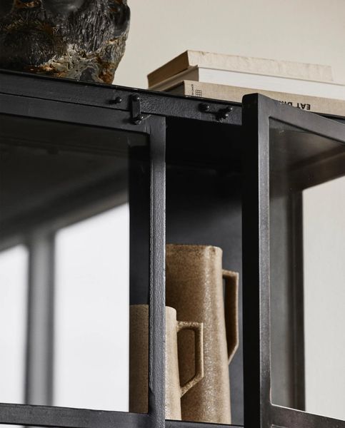 Matz Möbel Metall Vitrine HOLLY schwarz H 175 cm