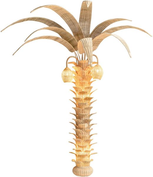 ALMA 2, Große Wandlampe aus Rattan "Palme"