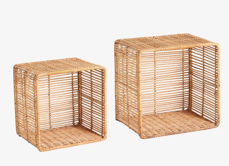 EWA, Wandregal Rattan natur 2 Stück, Wandbox Aufbewahrung