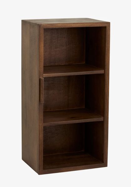 Wandvitrine H 60 cm Holz dunkelbraun, Hängeschrank Landhausstil