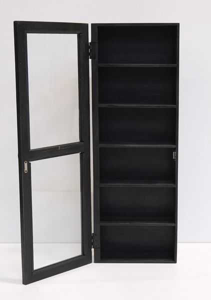 Wandvitrine LISA H 114 cm Holz schwarz im Landhausstil