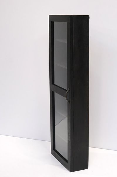 Wandvitrine LISA H 114 cm Holz schwarz im Landhausstil