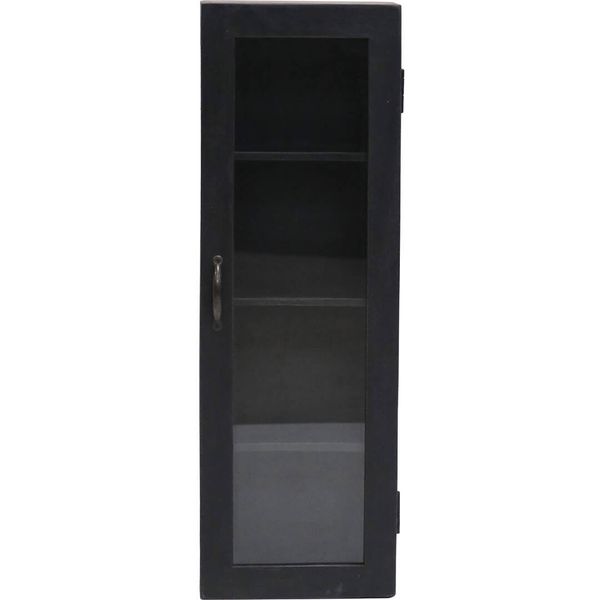 Wandvitrine LISA H 90 cm Holz schwarz 1 Tür im Landhausstil