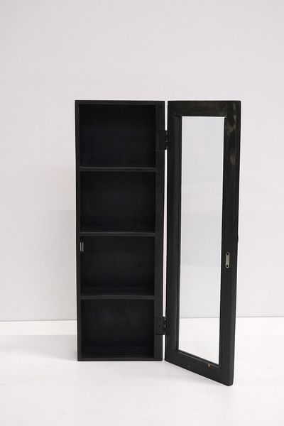 Wandvitrine LISA H 90 cm Holz schwarz 1 Tür im Landhausstil