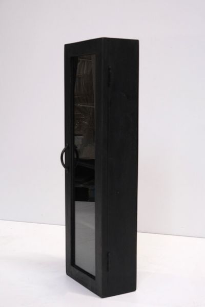 Wandvitrine LISA H 90 cm Holz schwarz 1 Tür im Landhausstil