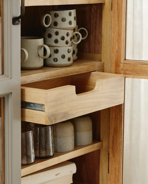 Wandvitrine DEAN Holz grau-natur H 120 cm Landhausstil