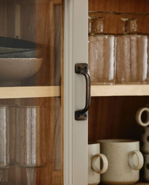 Wandvitrine DEAN Holz grau-natur H 120 cm Landhausstil