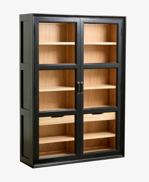 Vintage Wandvitrine schwarz-natur im Landhausstil | Matz Möbel