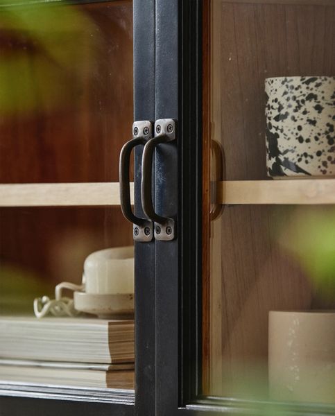 Vintage Wandvitrine schwarz-natur im Landhausstil | Matz Möbel