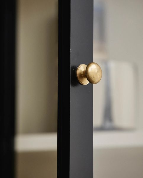 NELLY, Wandvitrine H 120 cm weiß-schwarz Holz im Landhausstil