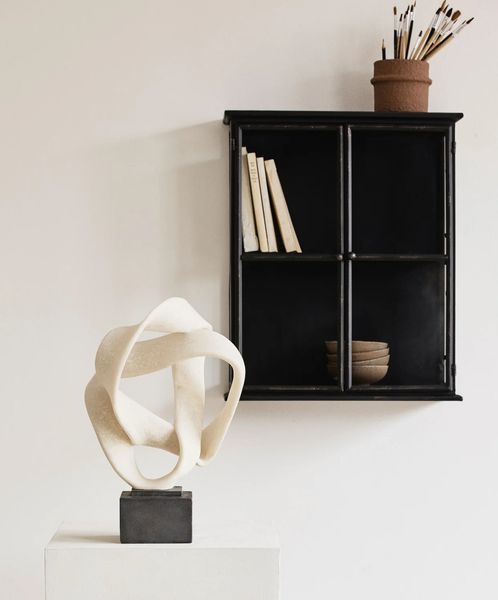ETTA, Wandvitrine 60 cm hoch Glas-Metall 2 Türen, Hängeschrank industriell