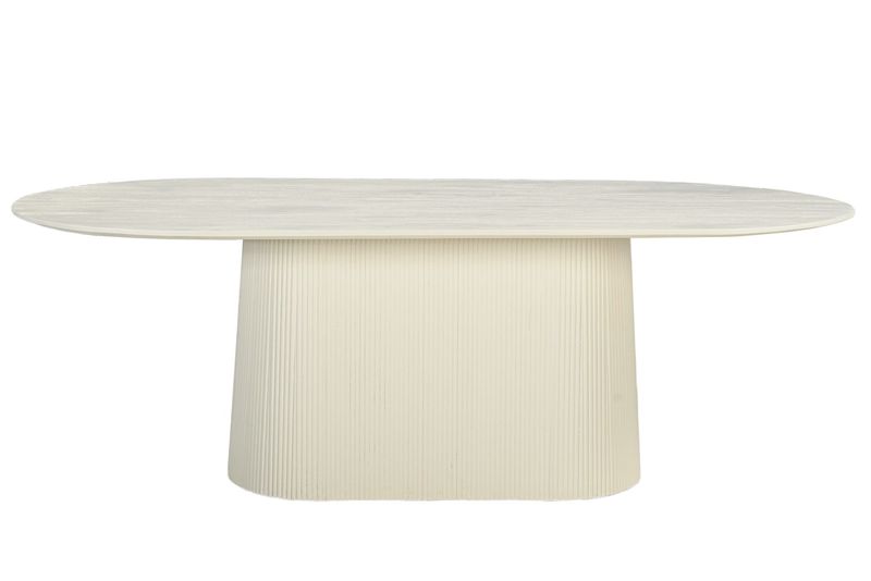 PETTI, weißer Esstisch oval 230 cm Mittelsäule, Designer Esstisch