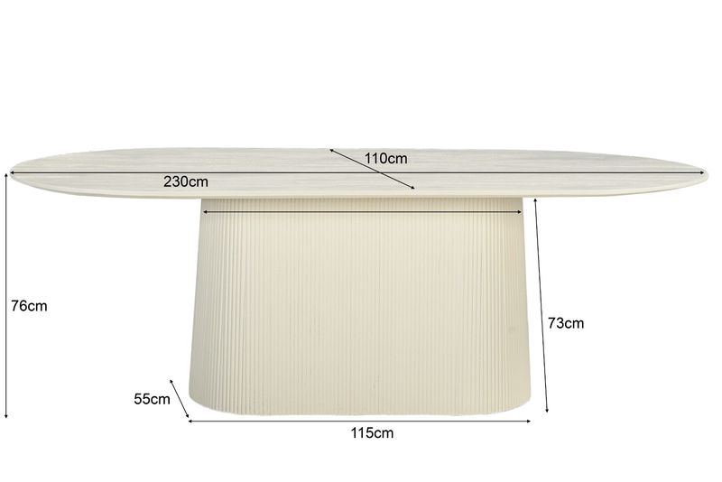 PETTI, weißer Esstisch oval 230 cm Mittelsäule, Designer Esstisch