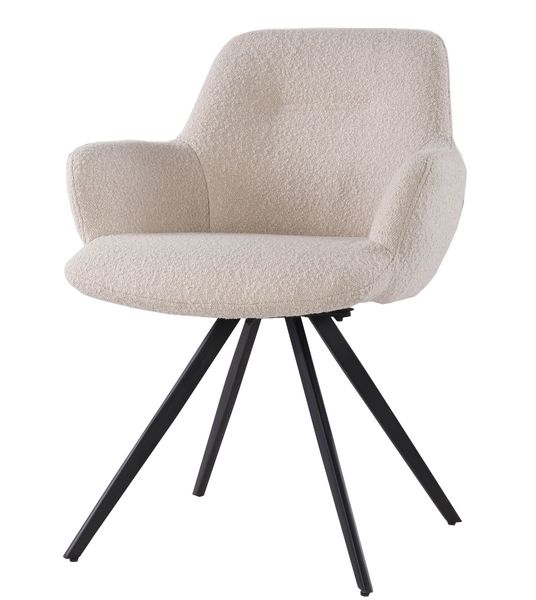 Megan, Designer Stuhl S02-015-BEIGE-BISQUE-OASIS-91, schwarze Metallbeine